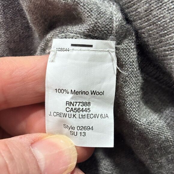 J. Crew Women's Dolman Sleeve Merino Wool Pullover 3/4 Sleeve Grey Sweater SZ M - Picture 14 of 16